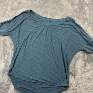 prAna Shirt Womens Medium Blue Batwing Sleeve Lightweight Raglan Yoga Activewear